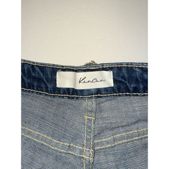 Kancan Jean Shorts Raw Hem Denim Cutoff Blue Distressed Edgy Festival Chic 11/29 - Picture 14 of 15